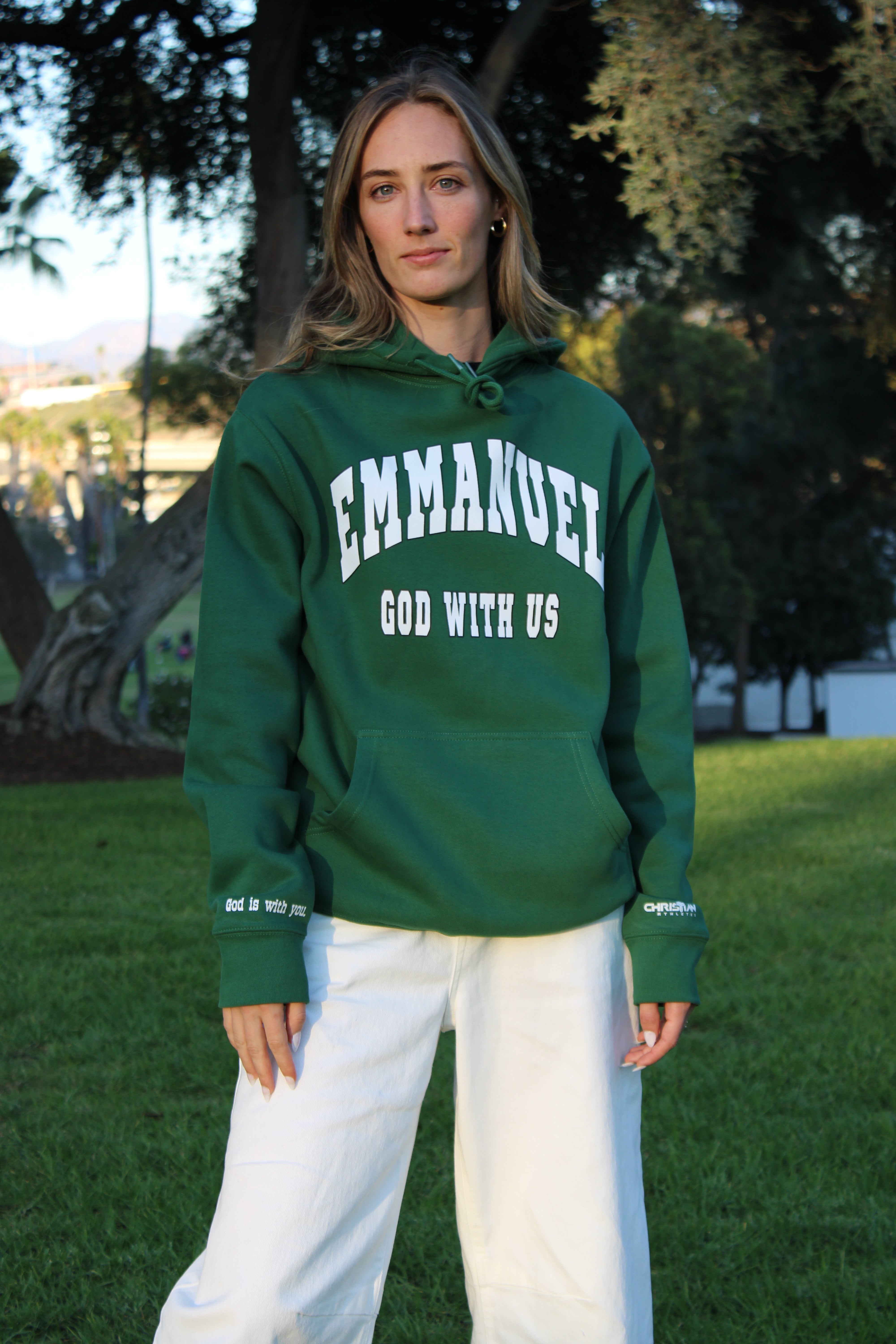 Emmanuel God With Us Heavy Hoodie ‘Forest Green’