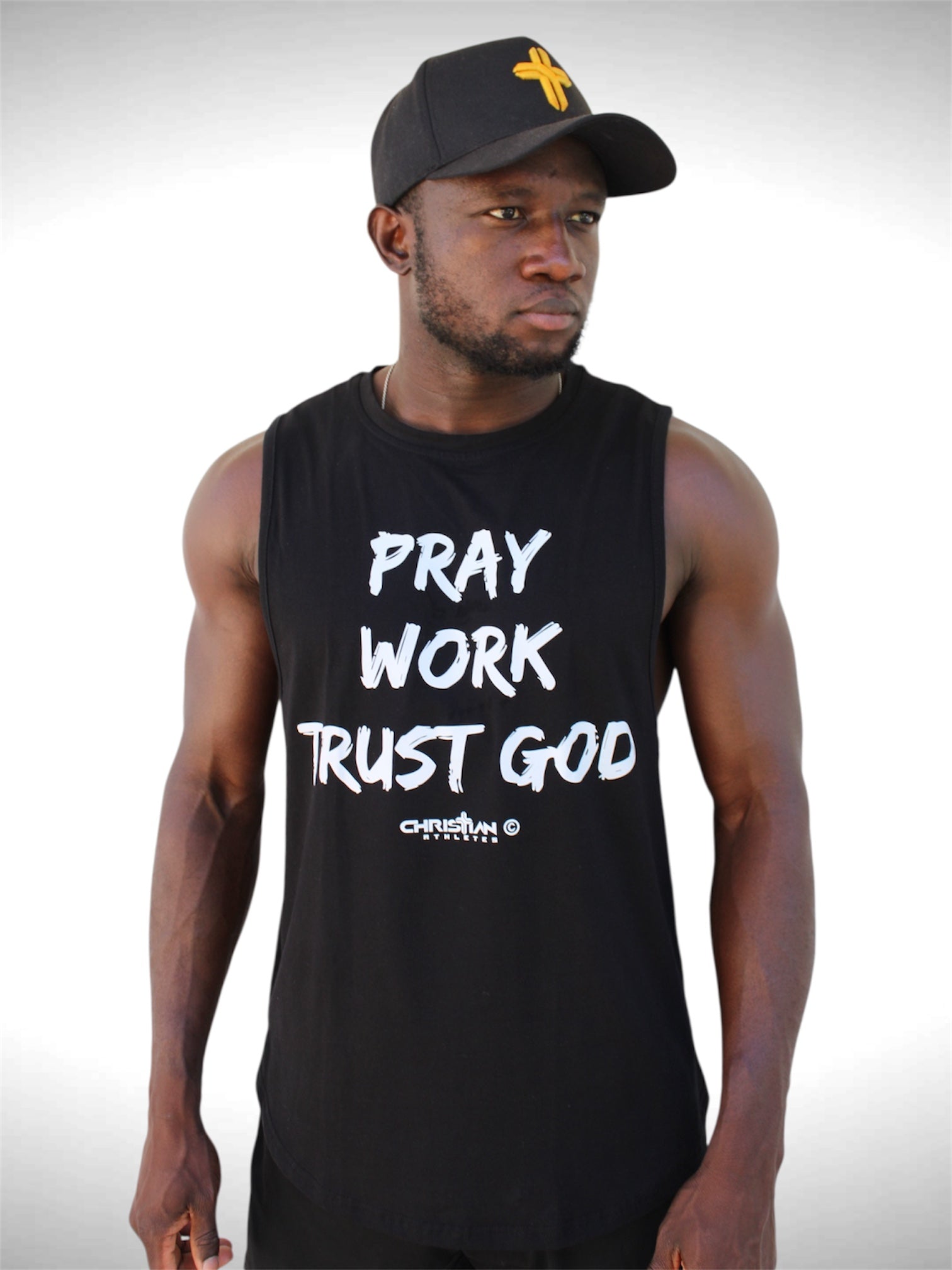 Collection of ‘Pray, Work, Trust God’ Tank Top in a gallery layout