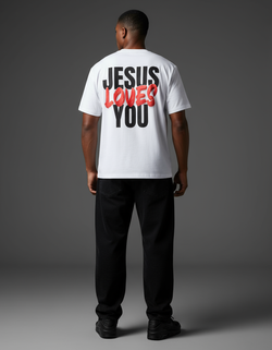 Collection of Jesus Loves You Tee ‘White’ in a gallery layout