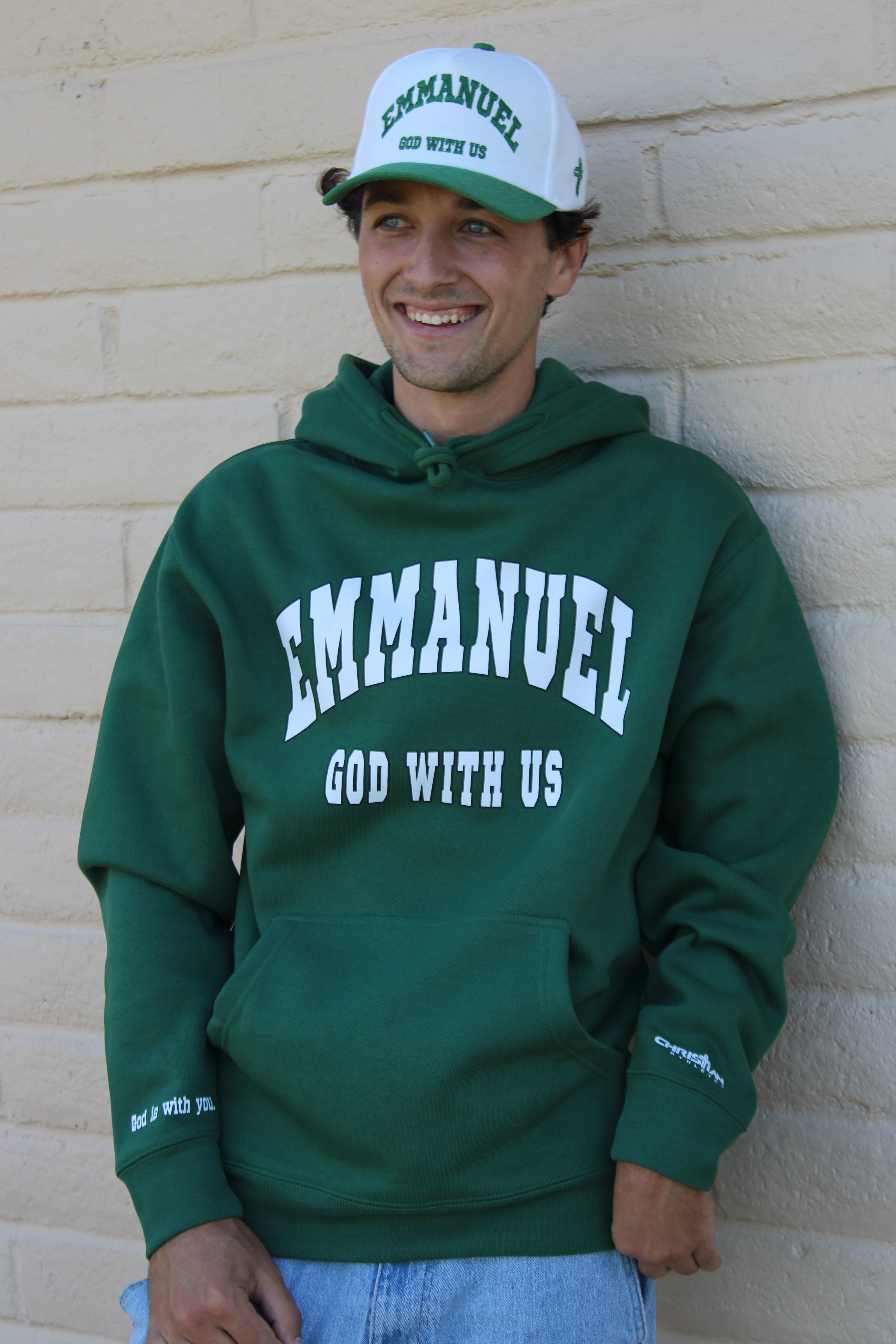 Emmanuel God With Us Heavy Hoodie ‘Forest Green’