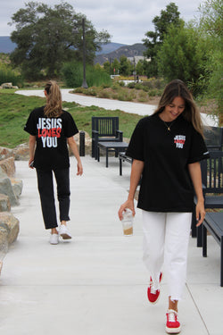 Collection of Jesus Loves You Tee ‘Black’ in a gallery layout