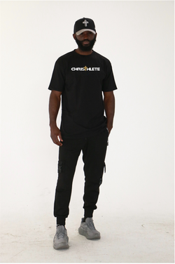 Collection of Camiseta negra con el logotipo de los atletas cristianos para hombre in a gallery layout