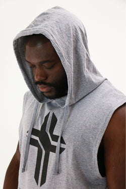 Collection of Men's Cross Logo Sleeveless Hoodie Grey in a gallery layout