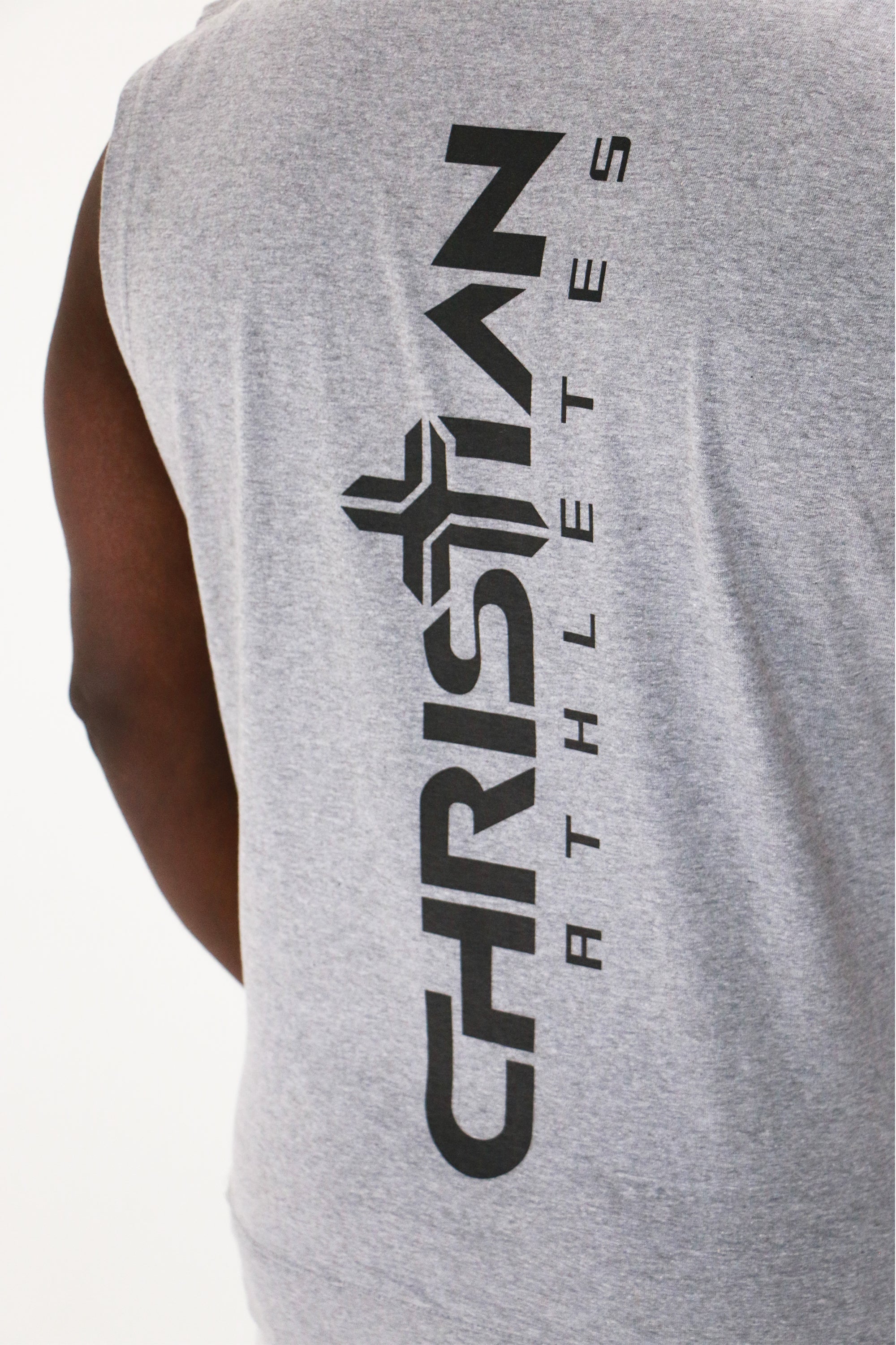 Collection of Men's Cross Logo Sleeveless Hoodie Grey in a gallery layout