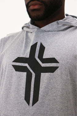 Collection of Men's Cross Logo Sleeveless Hoodie Grey in a gallery layout
