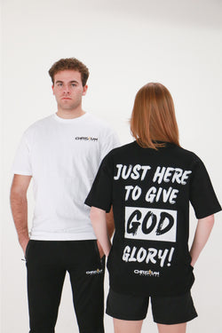 Collection of Just Here To Give God Glory T-shirt Black in a gallery layout