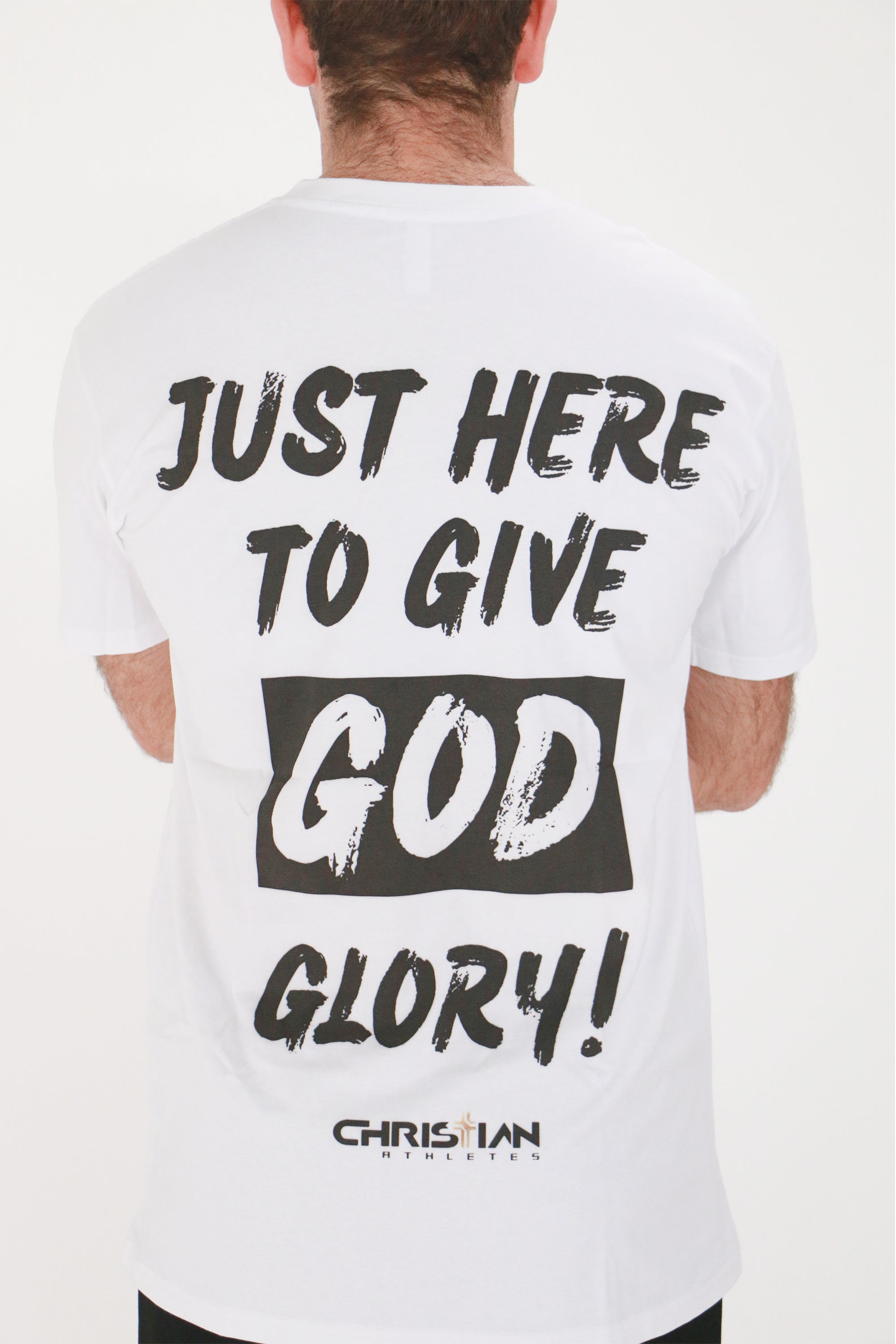 Collection of ‘Just Here To Give God Glory’ T-Shirt White in a gallery layout