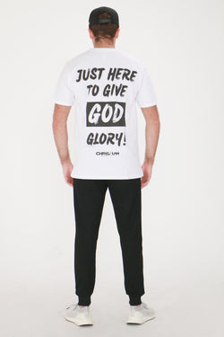 Collection of ‘Just Here To Give God Glory’ T-Shirt White in a gallery layout