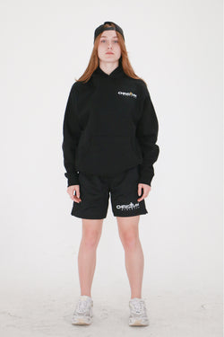 Collection of Sudadera con capucha extragrande negra "Just Here To Give God Glory" in a gallery layout