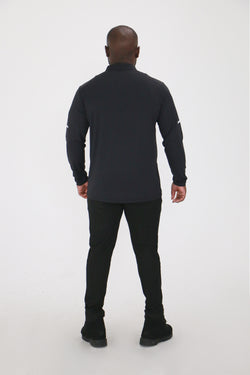 Collection of Camisa de manga larga con cremallera 1/4 de rendimiento para hombre, color negro in a gallery layout