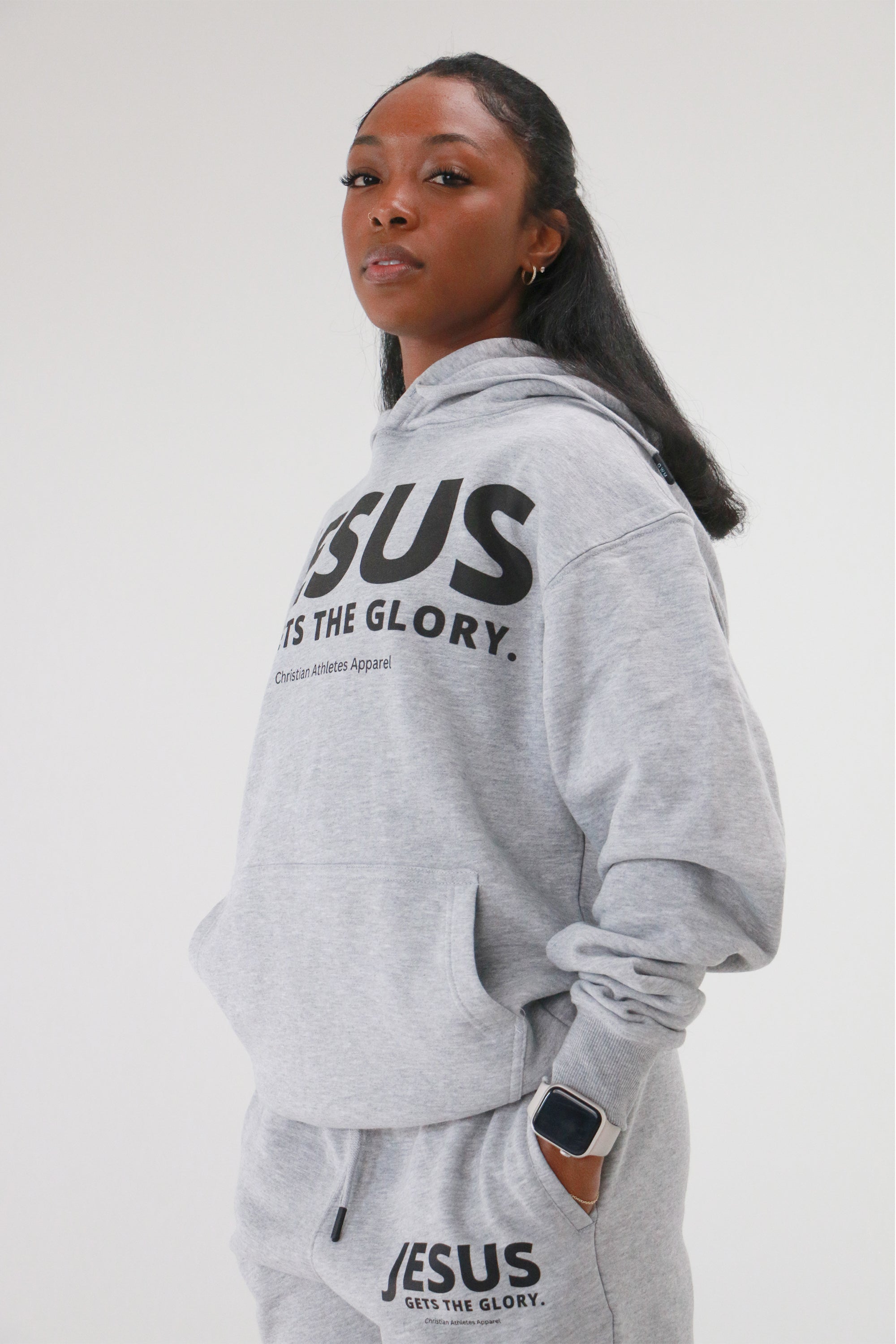 Collection of ‘Jesus Gets The Glory’ Hoodie and Sweatpants Matching Set in a gallery layout