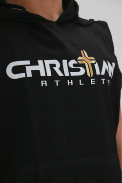 Collection of Sudadera con capucha sin mangas con el logotipo de atletas cristianos para hombre, color negro in a gallery layout