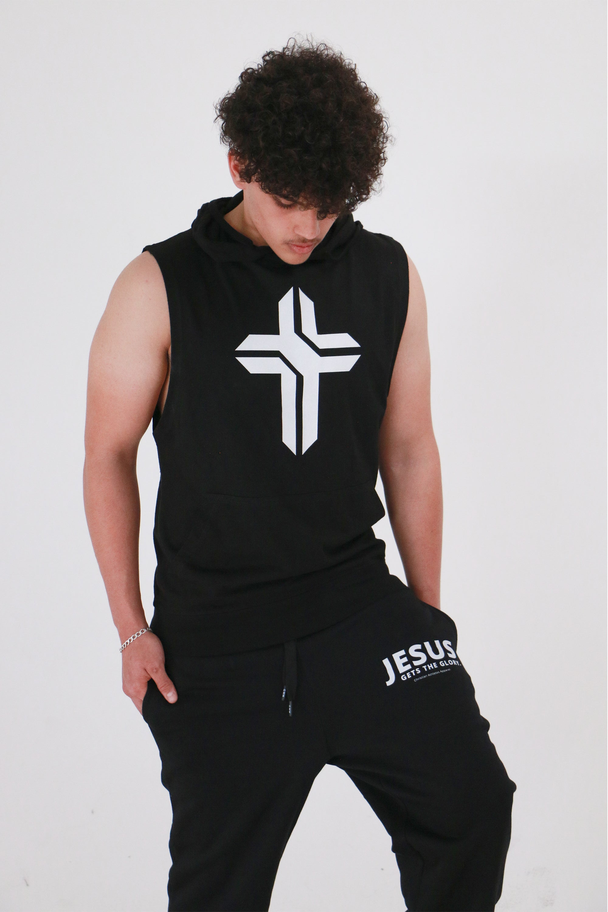 Collection of Men's Jesus Gets The Glory Joggers Black in a gallery layout