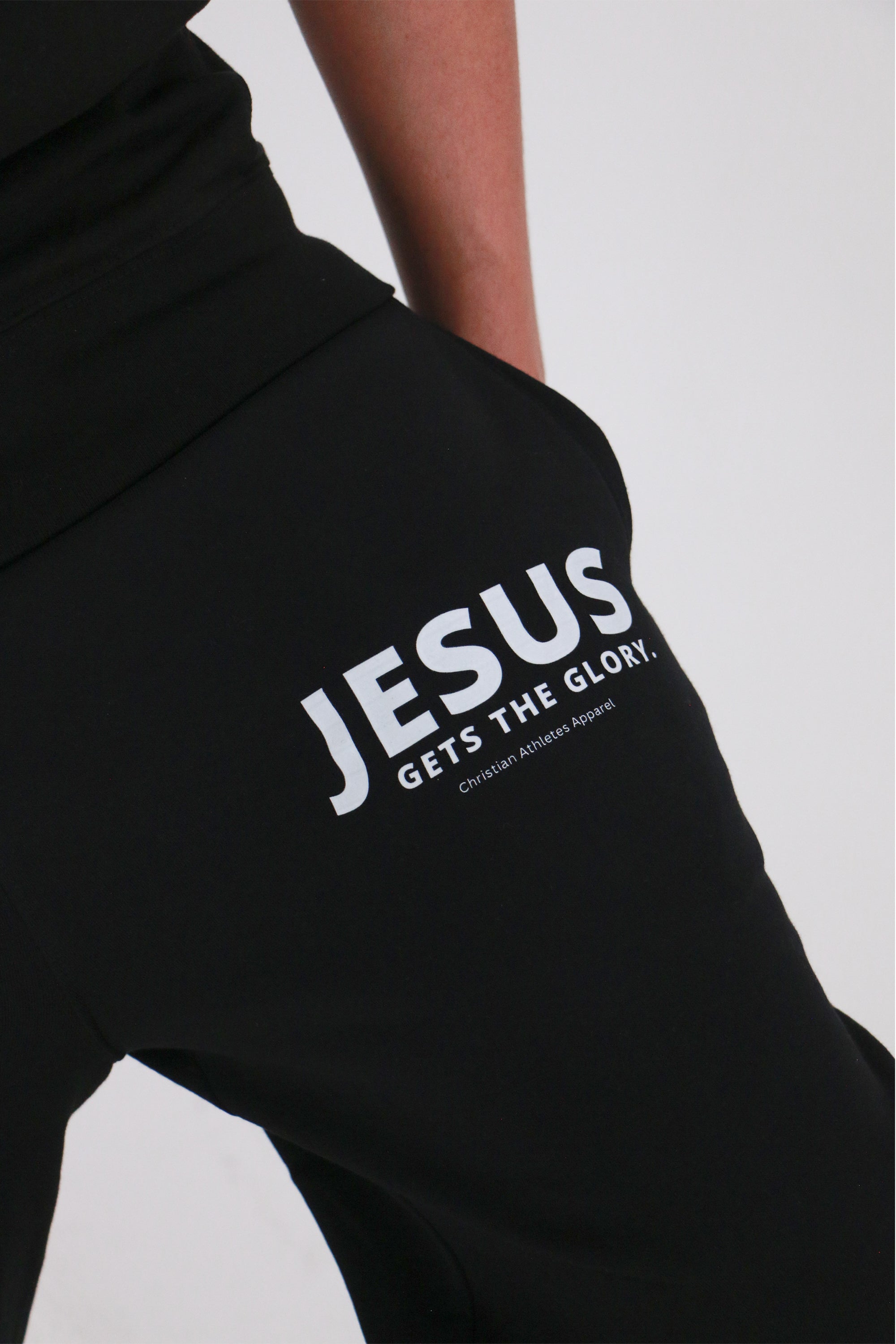 Collection of Men's Jesus Gets The Glory Joggers Black in a gallery layout