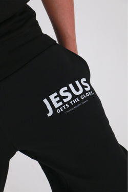 Collection of Men's Jesus Gets The Glory Joggers Black in a gallery layout