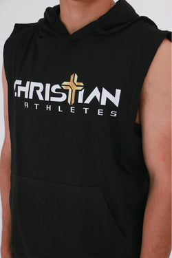 Collection of Sudadera con capucha sin mangas con el logotipo de atletas cristianos para hombre, color negro in a gallery layout